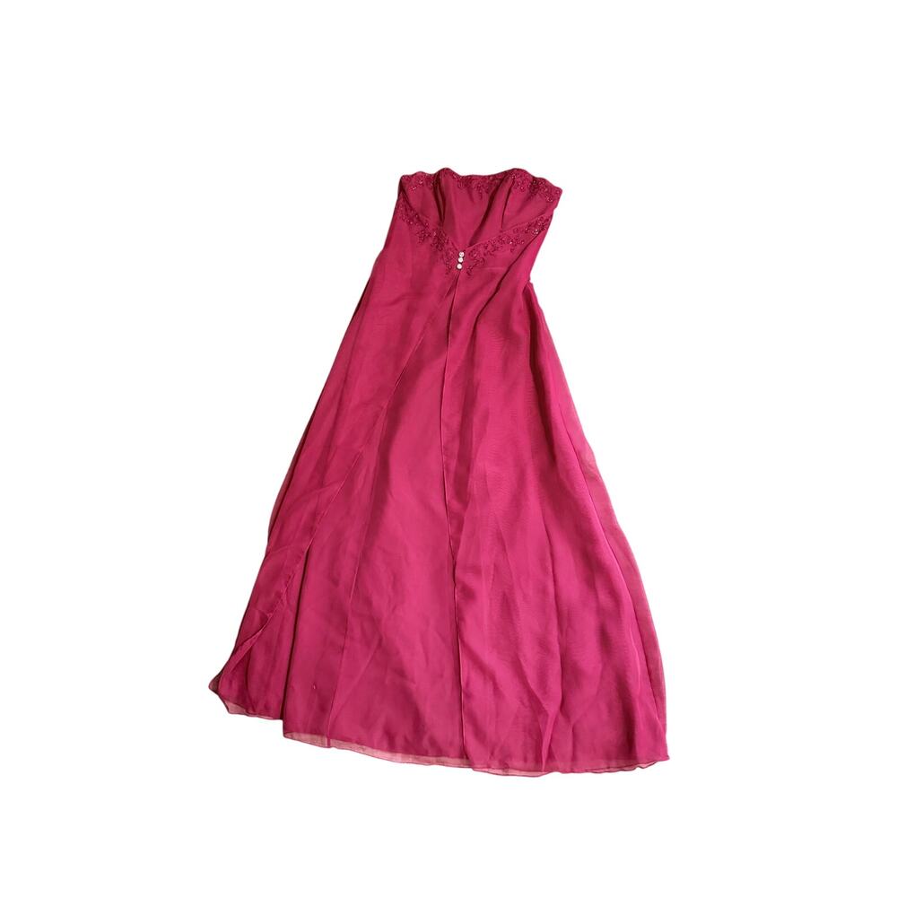 Vintage Y2K mori lee maroon burgundy strapless chiffon gown formal dress 12 prom
